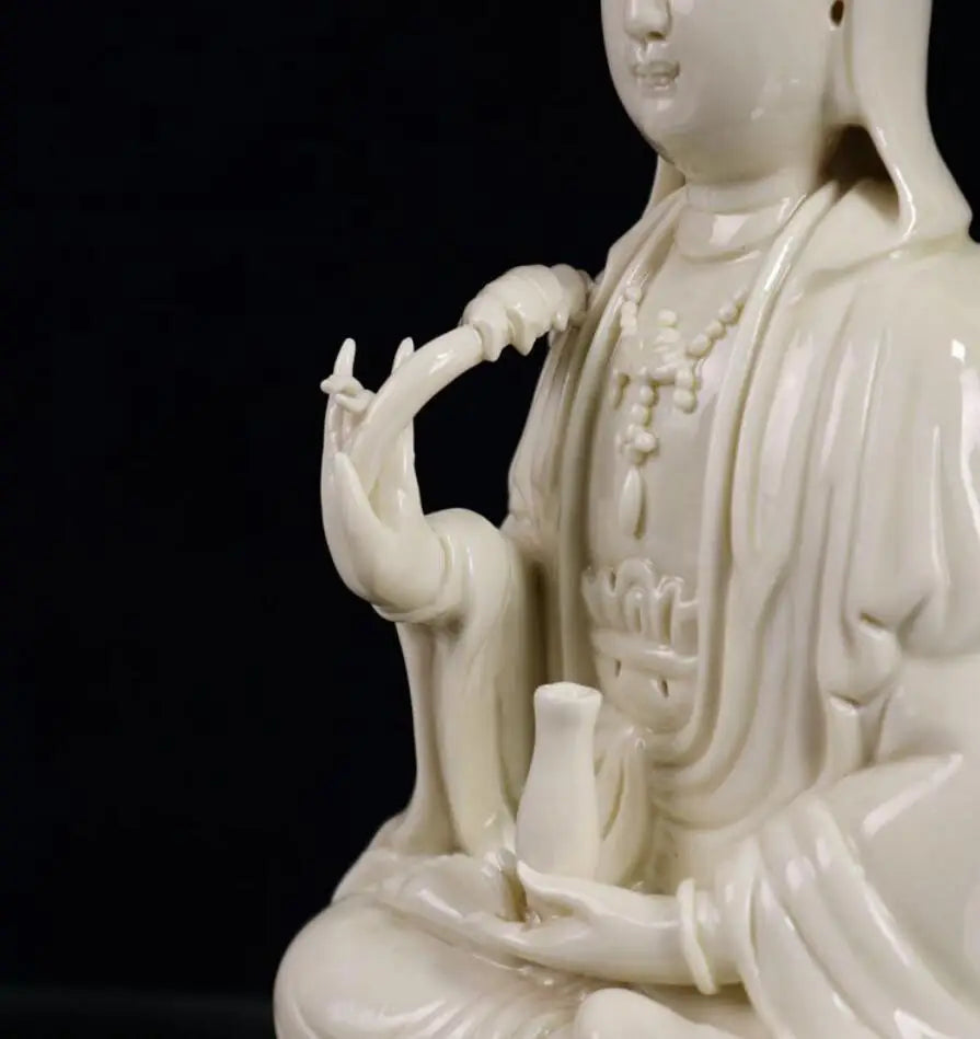 China White glazed ceramic Guanyin Buddha crafts statue