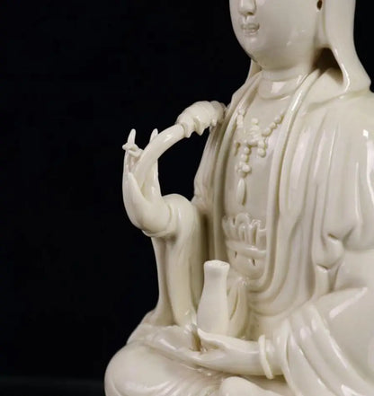China White glazed ceramic Guanyin Buddha crafts statue