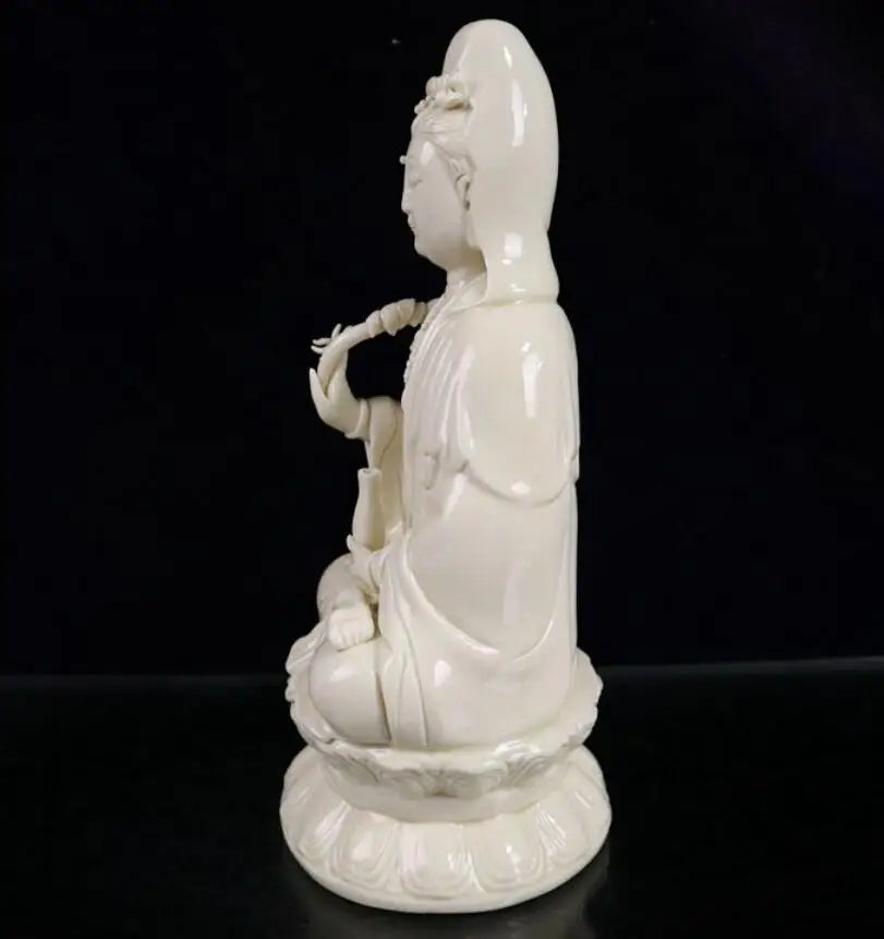 China White glazed ceramic Guanyin Buddha crafts statue