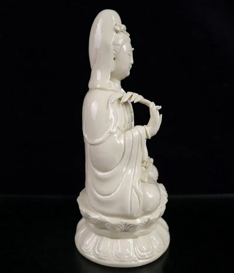 China White glazed ceramic Guanyin Buddha crafts statue
