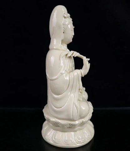 China White glazed ceramic Guanyin Buddha crafts statue
