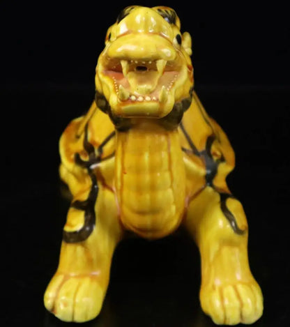 China Yellow glaze ceramic dragon turtle crafts statue