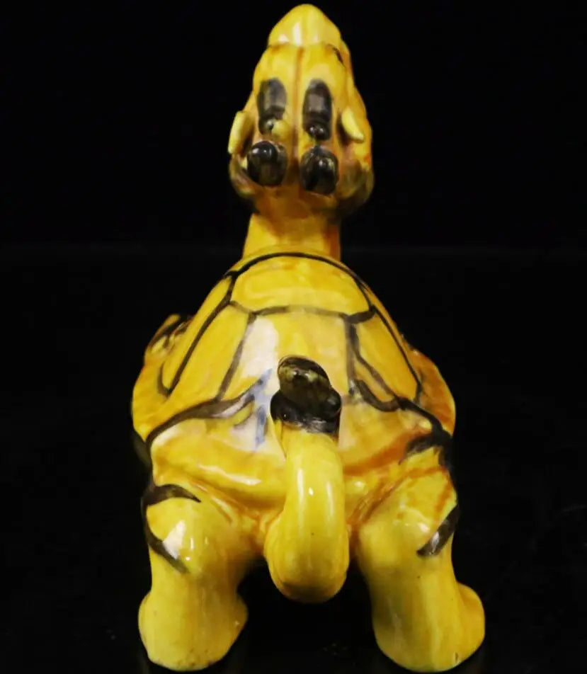 China Yellow glaze ceramic dragon turtle crafts statue
