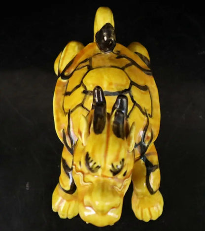 China Yellow glaze ceramic dragon turtle crafts statue
