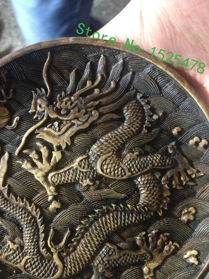 China ancient Natural rock stones carvings Stone crafts home desktop office decorations dragon totem tan dish plates