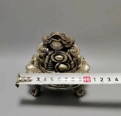 China antique bronze Xuande Handmade Silver-plated Golden toad incense burner