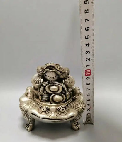 China antique bronze Xuande Handmade Silver-plated Golden toad incense burner