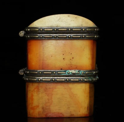 China archaize Bone carving jewelry box crafts statue