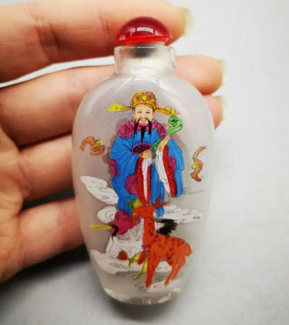 China archaize Coloured glaze Fu lu shou cai Snuff bottles crafts statue A set