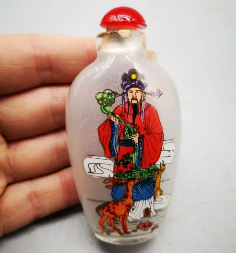 China archaize Coloured glaze Fu lu shou cai Snuff bottles crafts statue A set