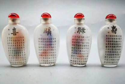 China archaize Coloured glaze Fu lu shou cai Snuff bottles crafts statue A set