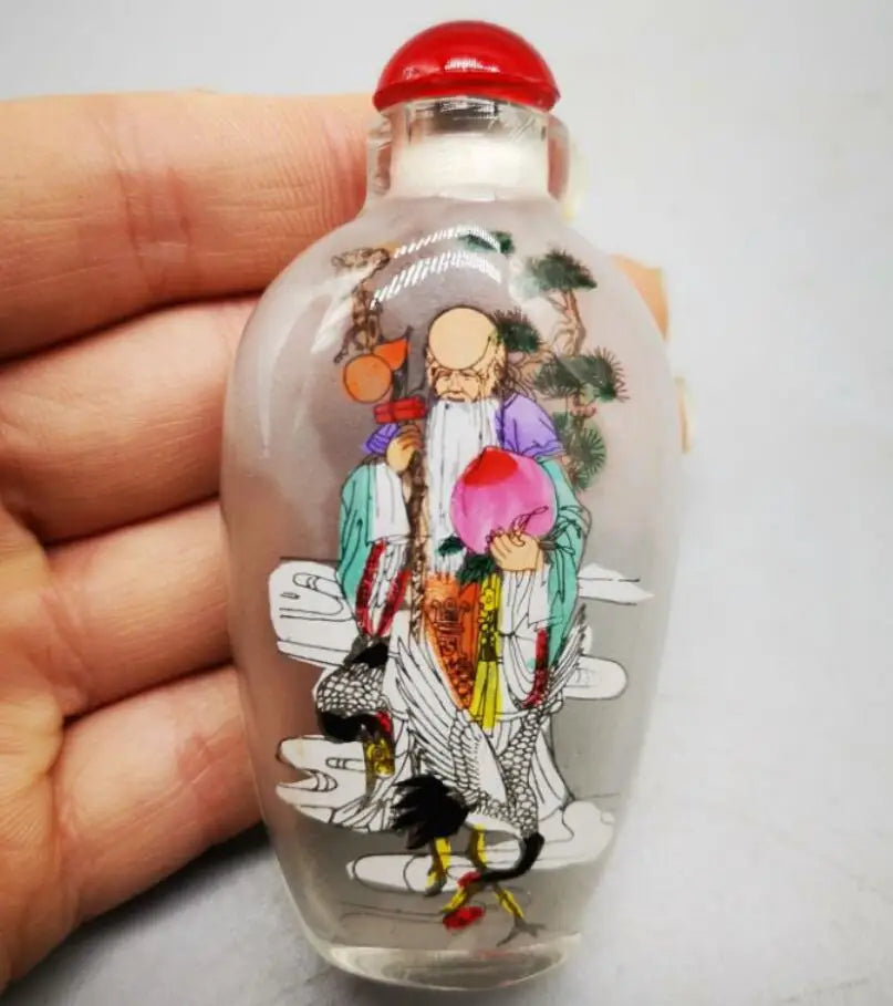 China archaize Coloured glaze Fu lu shou cai Snuff bottles crafts statue A set