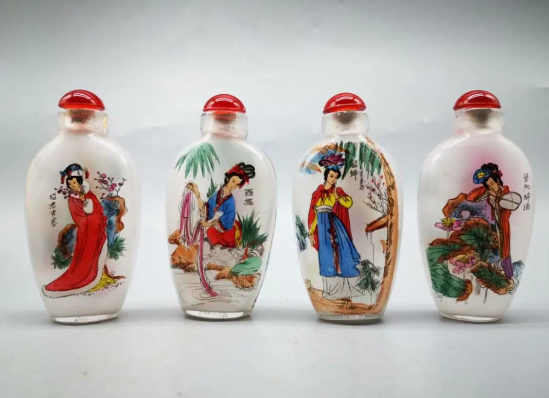 China archaize Four big beautiful women Snuff bottles crafts statue A set