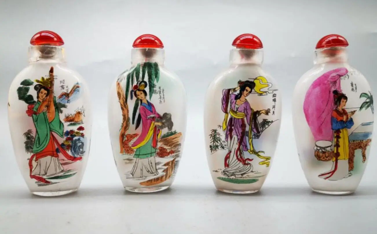 China archaize Four big beautiful women Snuff bottles crafts statue A set