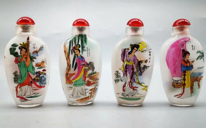 China archaize Four big beautiful women Snuff bottles crafts statue A set
