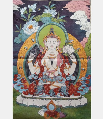 China archaize Guanyin Buddha embroidery Hanging Images crafts