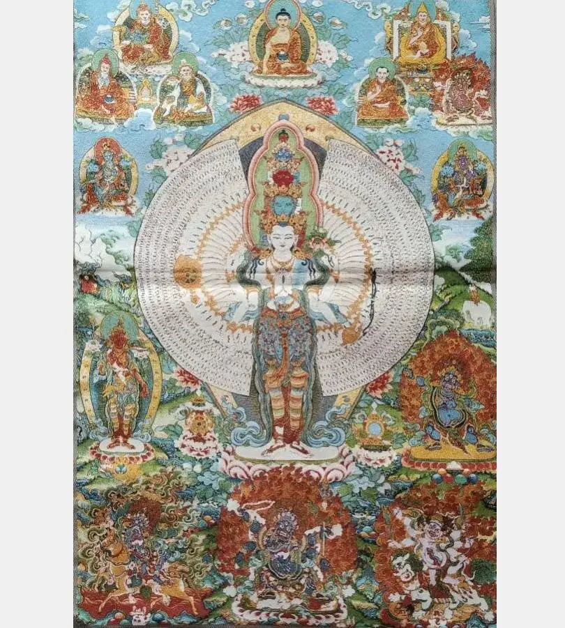 China archaize Guanyin Buddha embroidery Hanging Images crafts