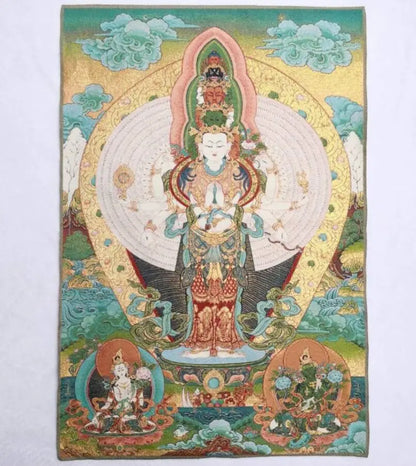 China archaize Guanyin Buddha embroidery Hanging Images crafts