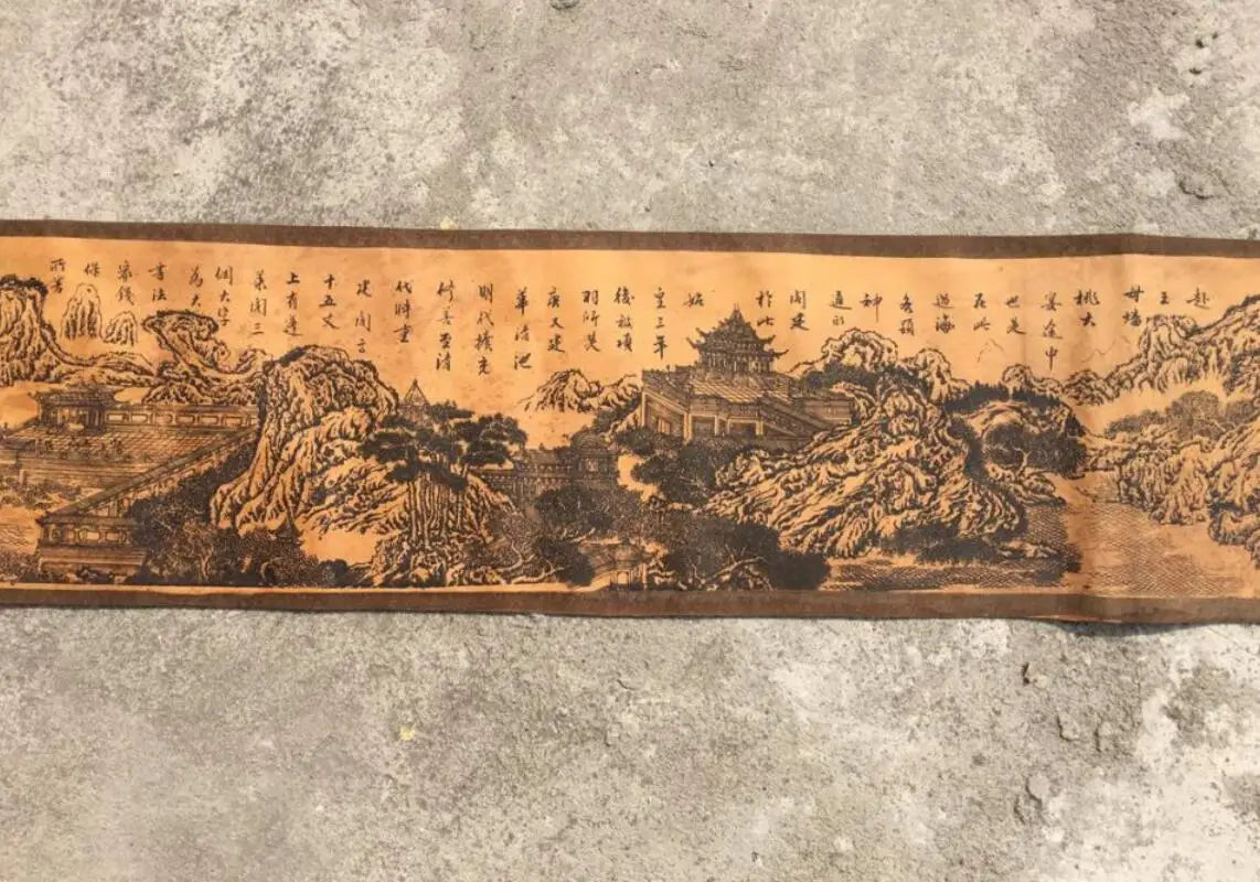 China archaize Long curly Lishan Mountain Landscape Calligraphy painting
