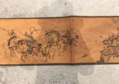 China archaize Long curly Three generals War Lu Bu Calligraphy painting