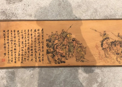 China archaize Long curly Three generals War Lu Bu Calligraphy painting