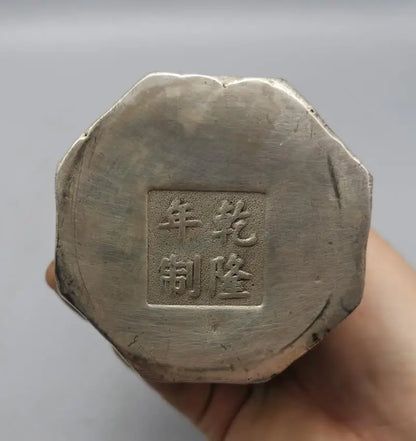 China archaize White copper Buddha tower crafts statue