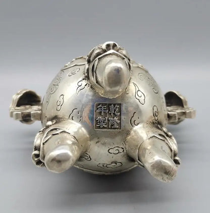 China archaize White copper Kirin Incense burner crafts statue
