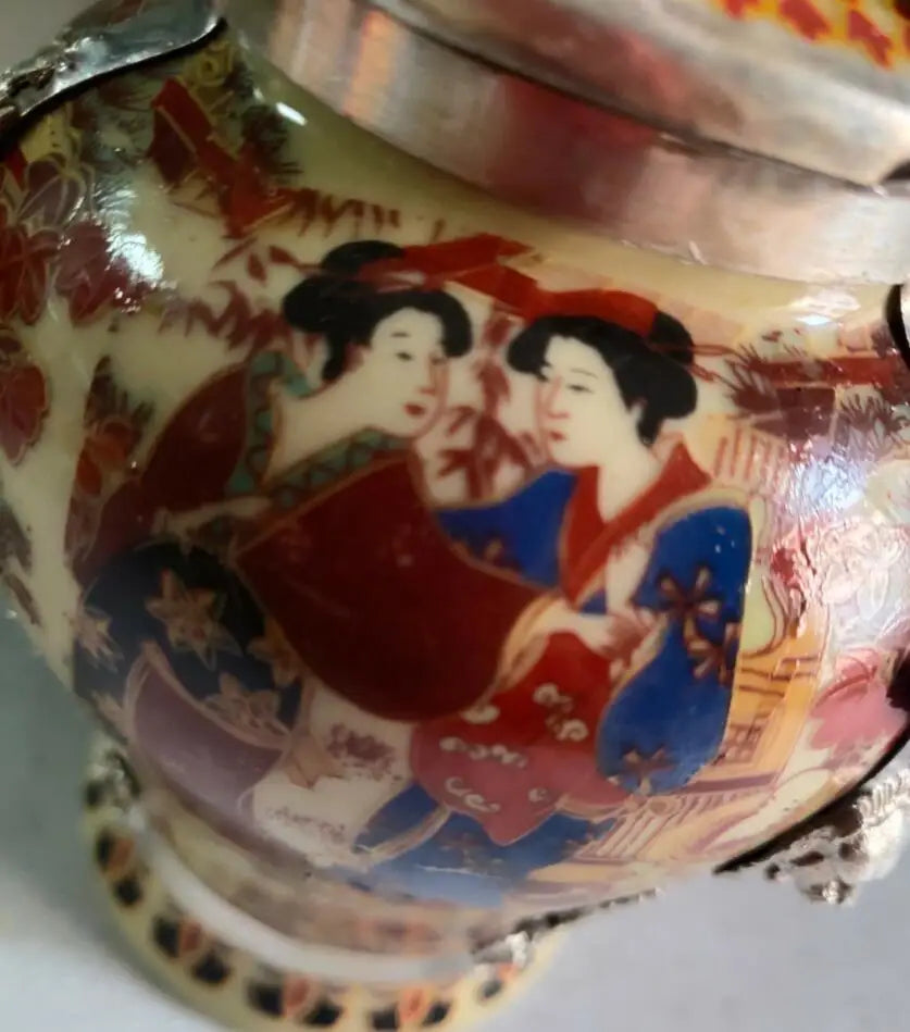 China archaize White copper Mosaic ceramics jar crafts statue
