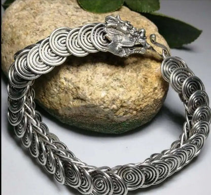 China archaize White copper dragon Bracelet