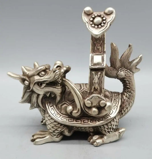 China archaize White copper dragon turtle crafts statue