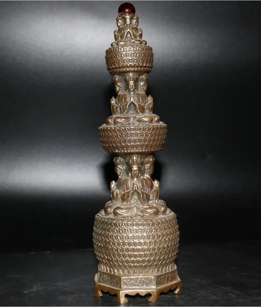 China archaize brass Buddha tower crafts statue