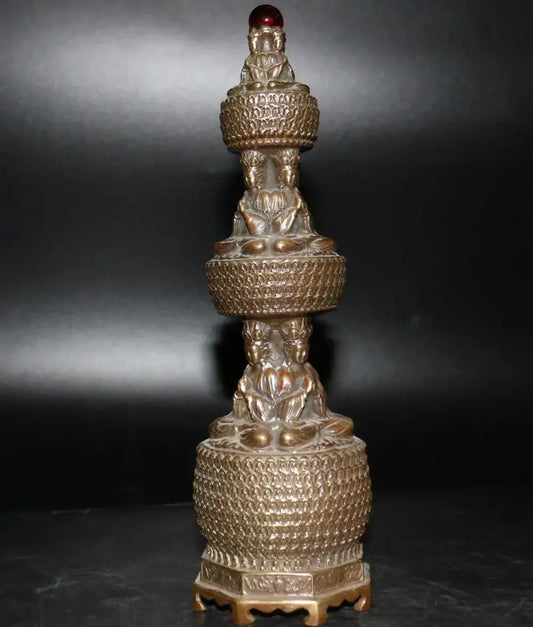 China archaize brass Buddha tower crafts statue