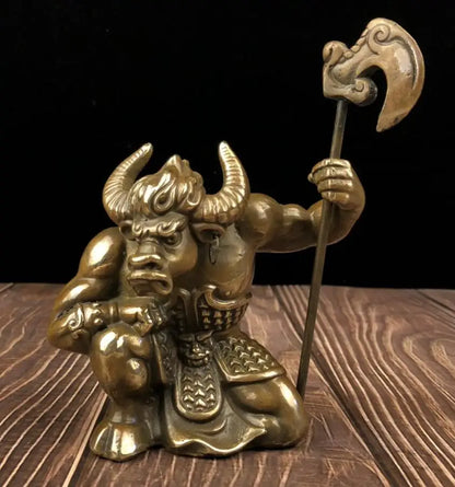 China archaize brass Cattle Demon king crafts statue