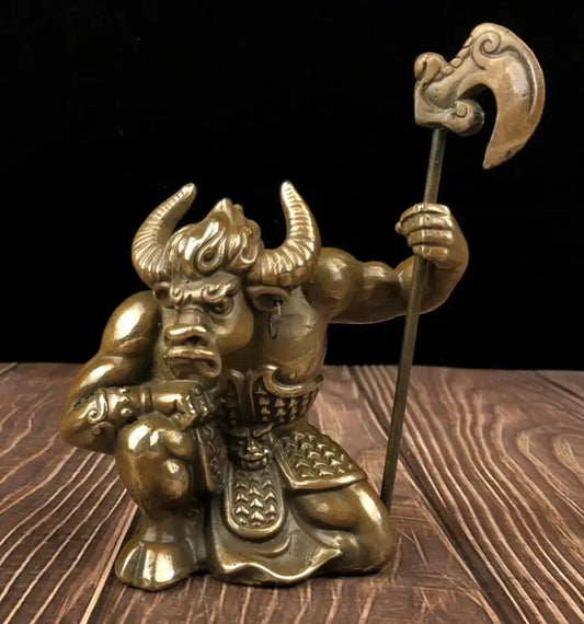 China archaize brass Cattle Demon king crafts statue