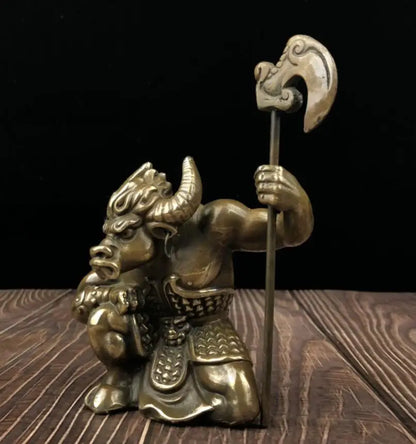 China archaize brass Cattle Demon king crafts statue