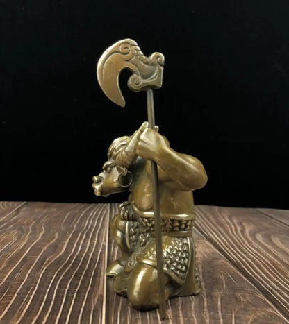 China archaize brass Cattle Demon king crafts statue