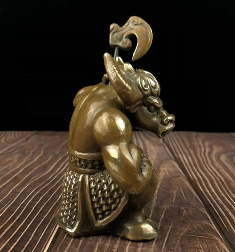 China archaize brass Cattle Demon king crafts statue