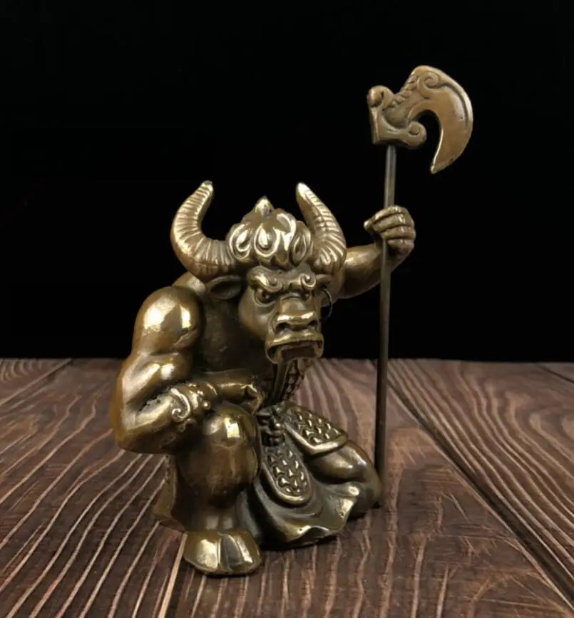 China archaize brass Cattle Demon king crafts statue