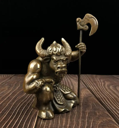 China archaize brass Cattle Demon king crafts statue