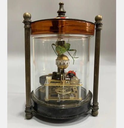 China archaize brass Coloured glaze Clock crafts statue