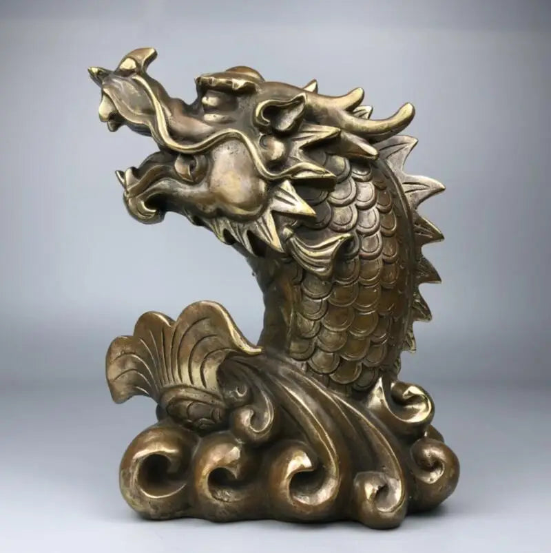 China archaize brass Dragon fish crafts statue