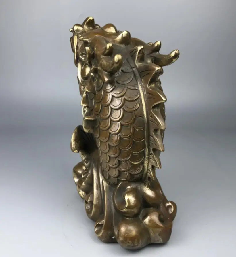 China archaize brass Dragon fish crafts statue