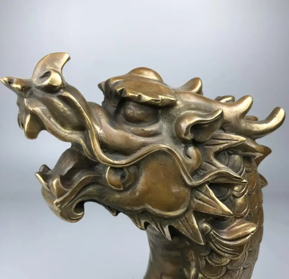 China archaize brass Dragon fish crafts statue