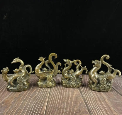 China archaize brass Four sacred animal crafts statue