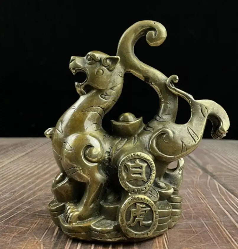 China archaize brass Four sacred animal crafts statue