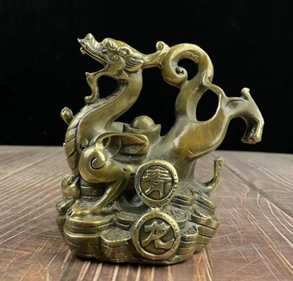 China archaize brass Four sacred animal crafts statue