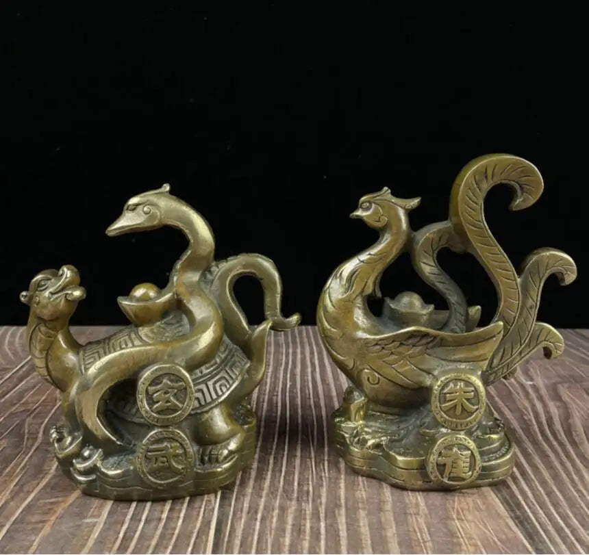 China archaize brass Four sacred animal crafts statue