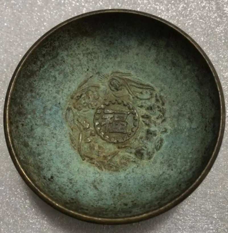 China archaize brass Fu Lu Shou Xi bowl crafts statue A set