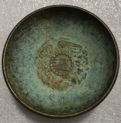 China archaize brass Fu Lu Shou Xi bowl crafts statue A set