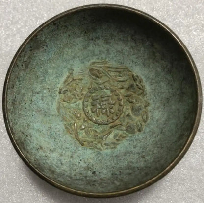 China archaize brass Fu Lu Shou Xi bowl crafts statue A set
